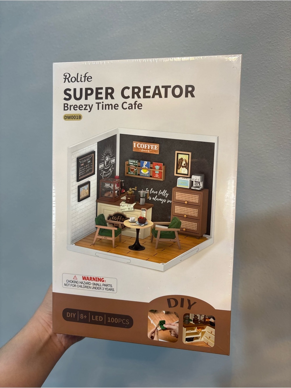 Rolife Super Creator Breezy Time Cafe DIY Miniature Kit - White & Brown